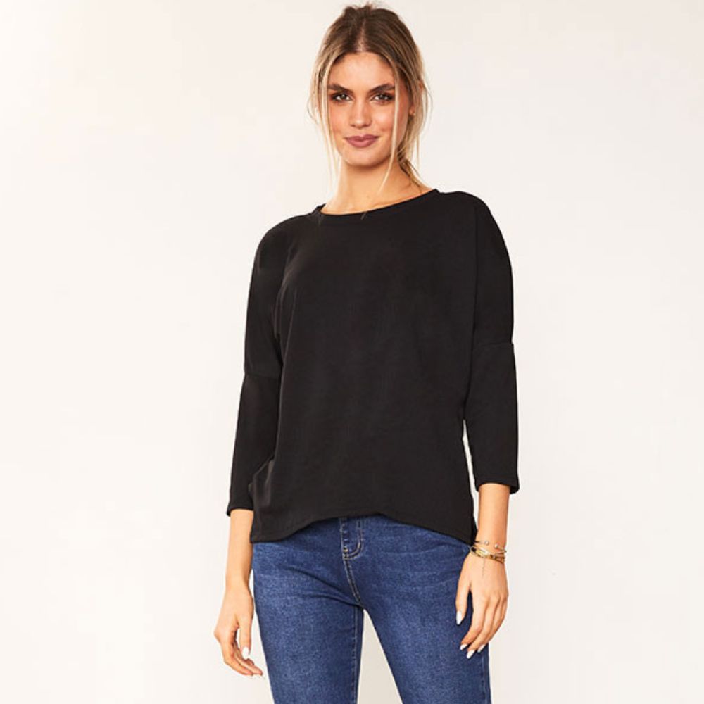 Jasmine Crew Neck Top (Black)