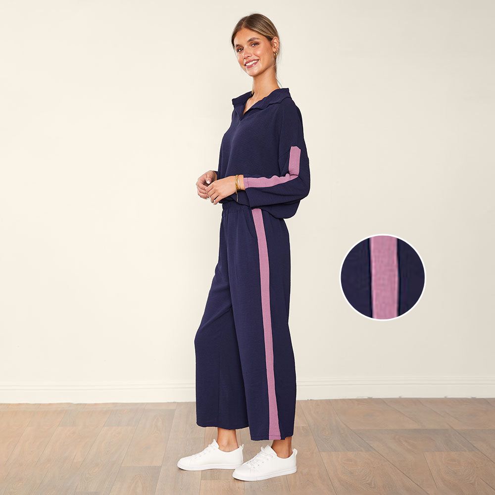 Clara Co-Ord (Navy & Pink)