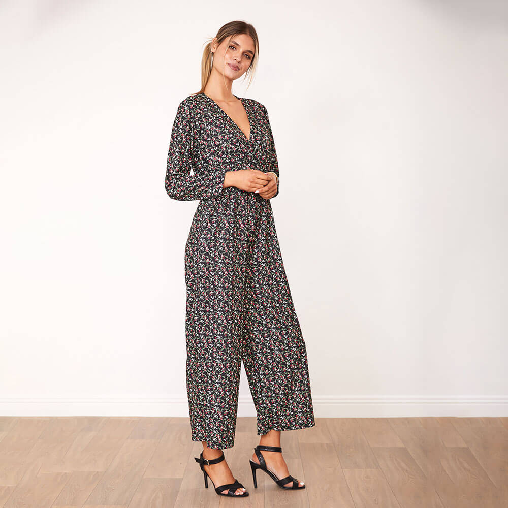 Farrah Jumpsuit (Black Floral)