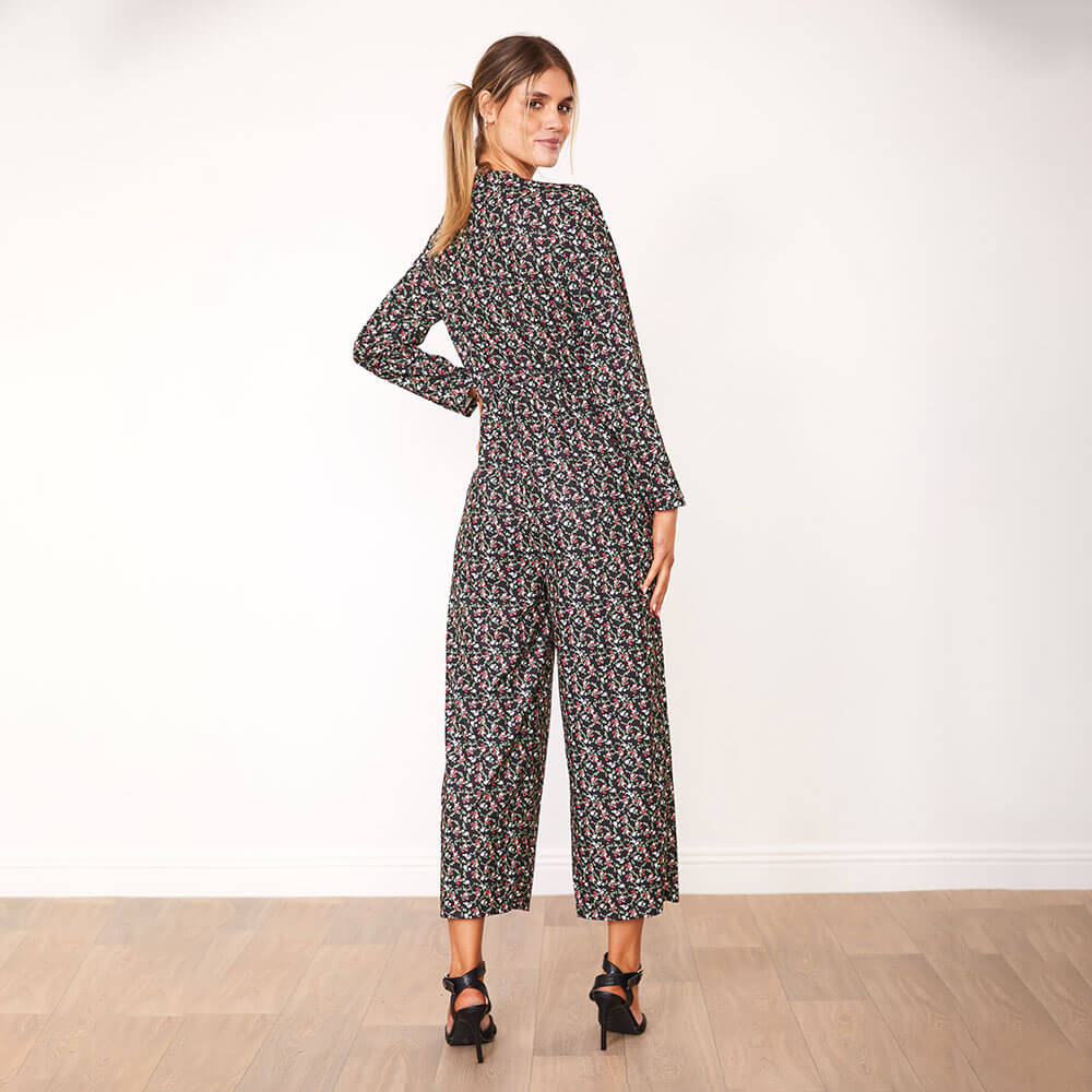 Farrah Jumpsuit (Black Floral)