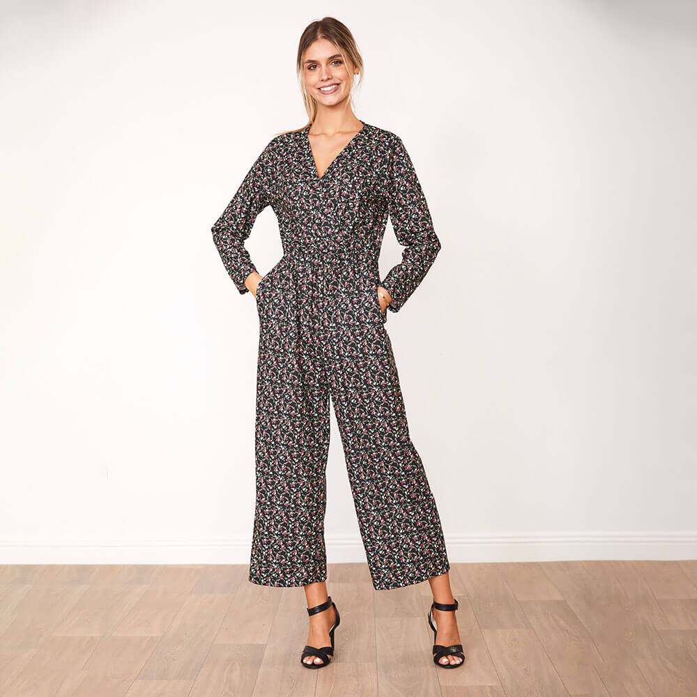 Farrah Jumpsuit (Black Floral)