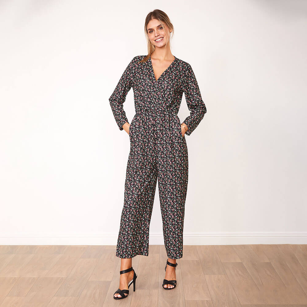 Farrah Jumpsuit (Black Floral)