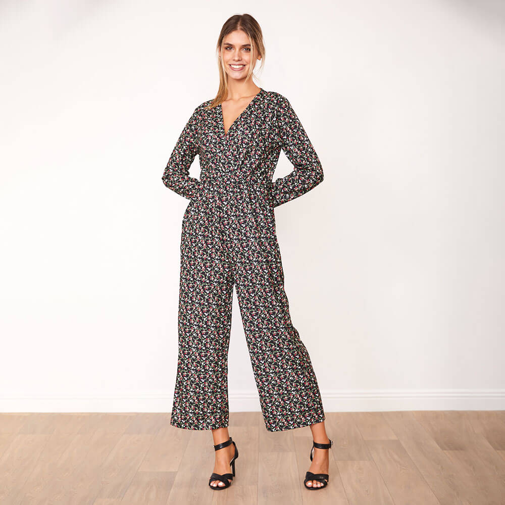 Farrah Jumpsuit (Black Floral)