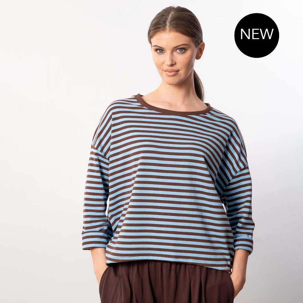 Florence Stripe Top (Blue/Brown)