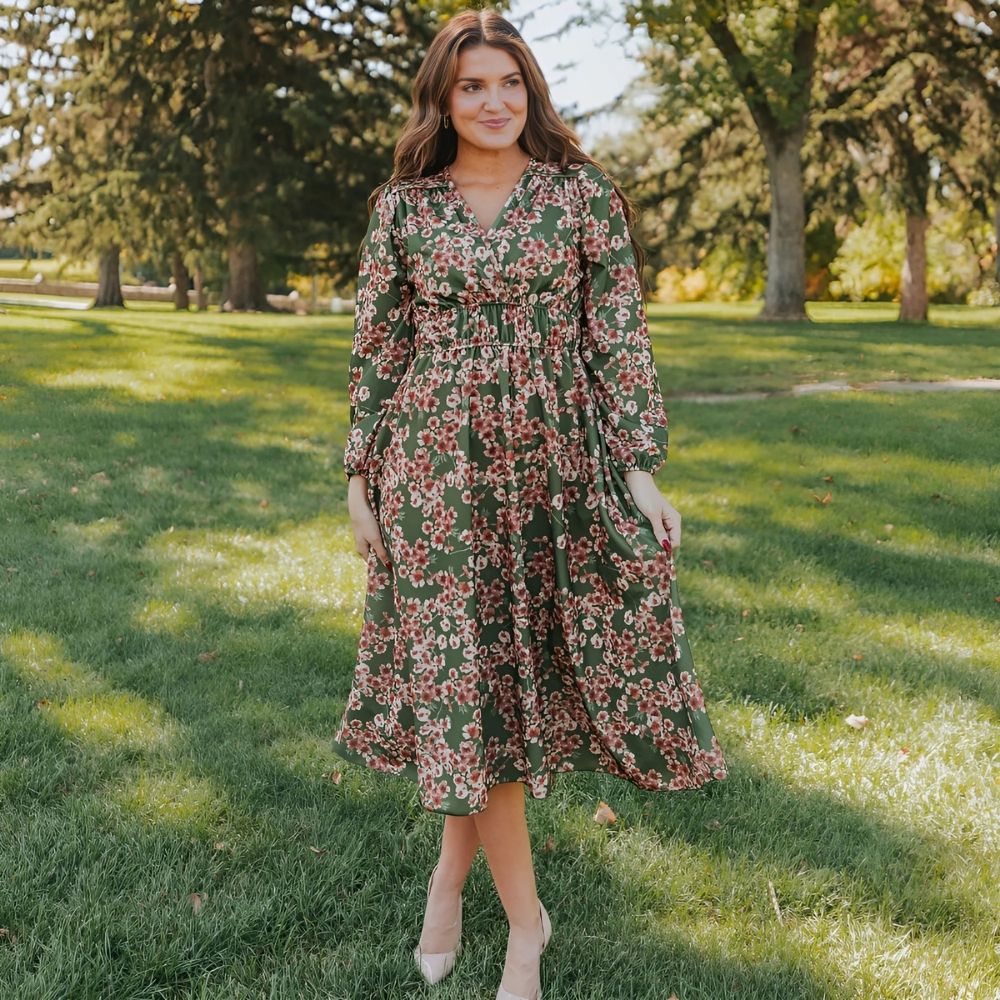 Gina Dress (Olive Floral)