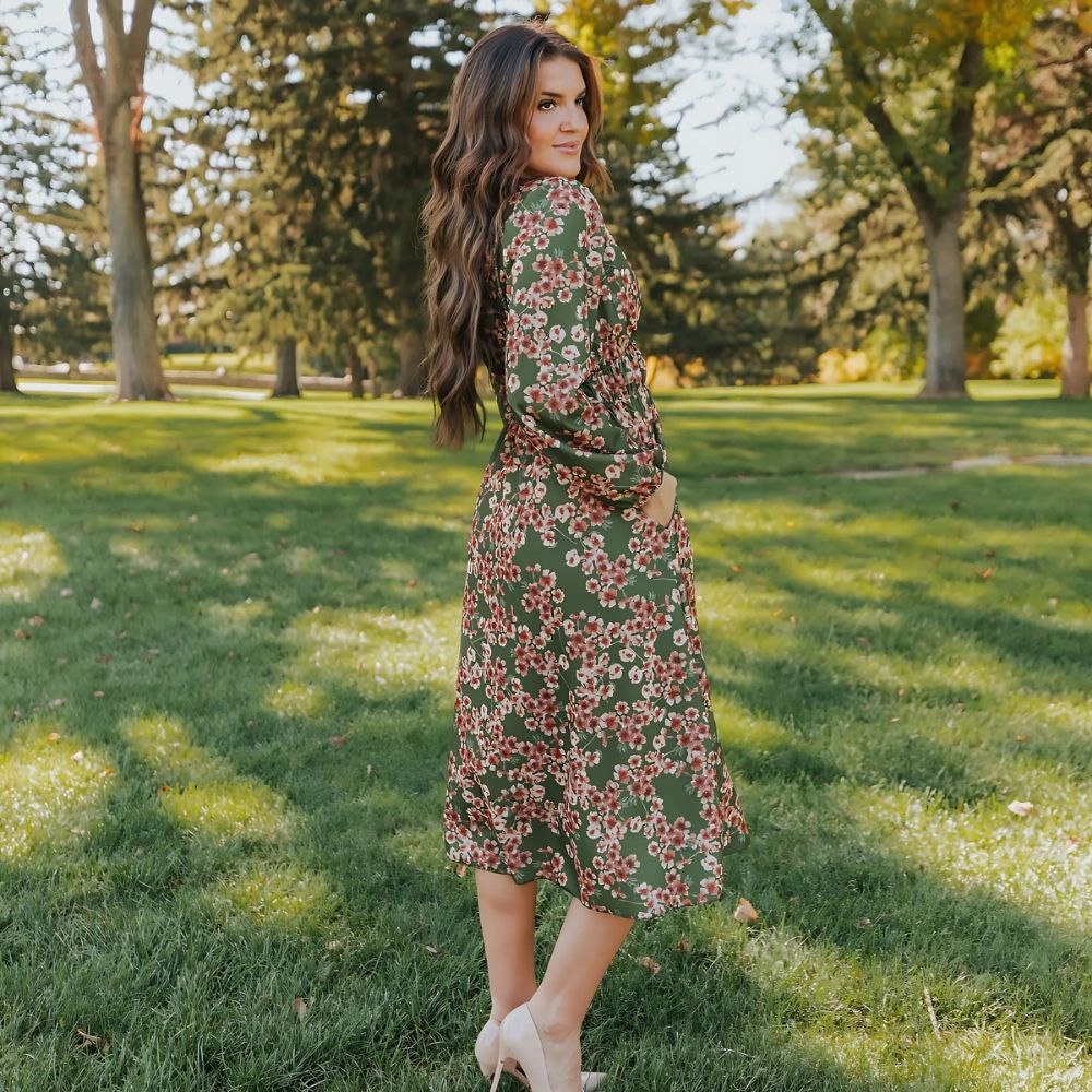 Gina Dress (Olive Floral)