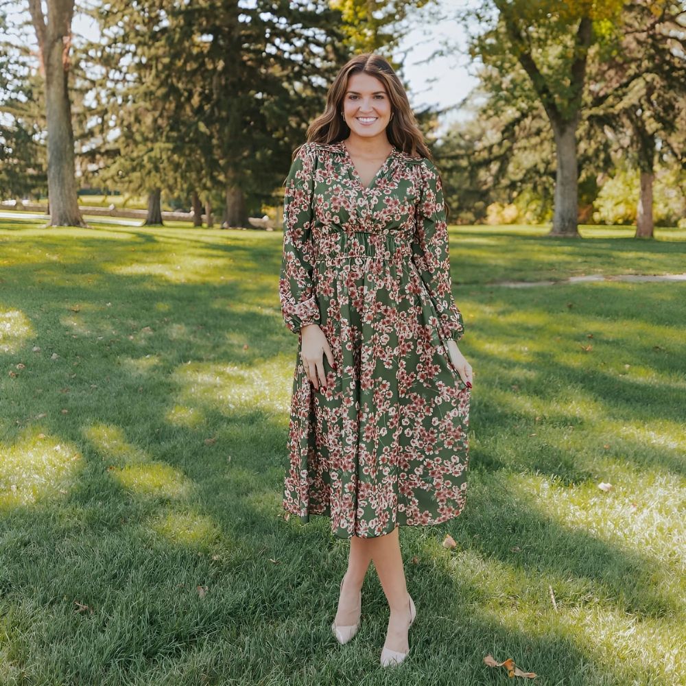 Gina Dress (Olive Floral)