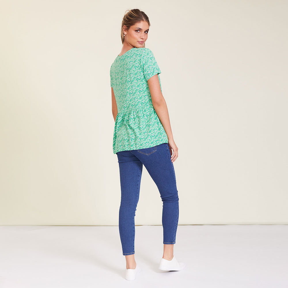 Grace Top (Green Floral)