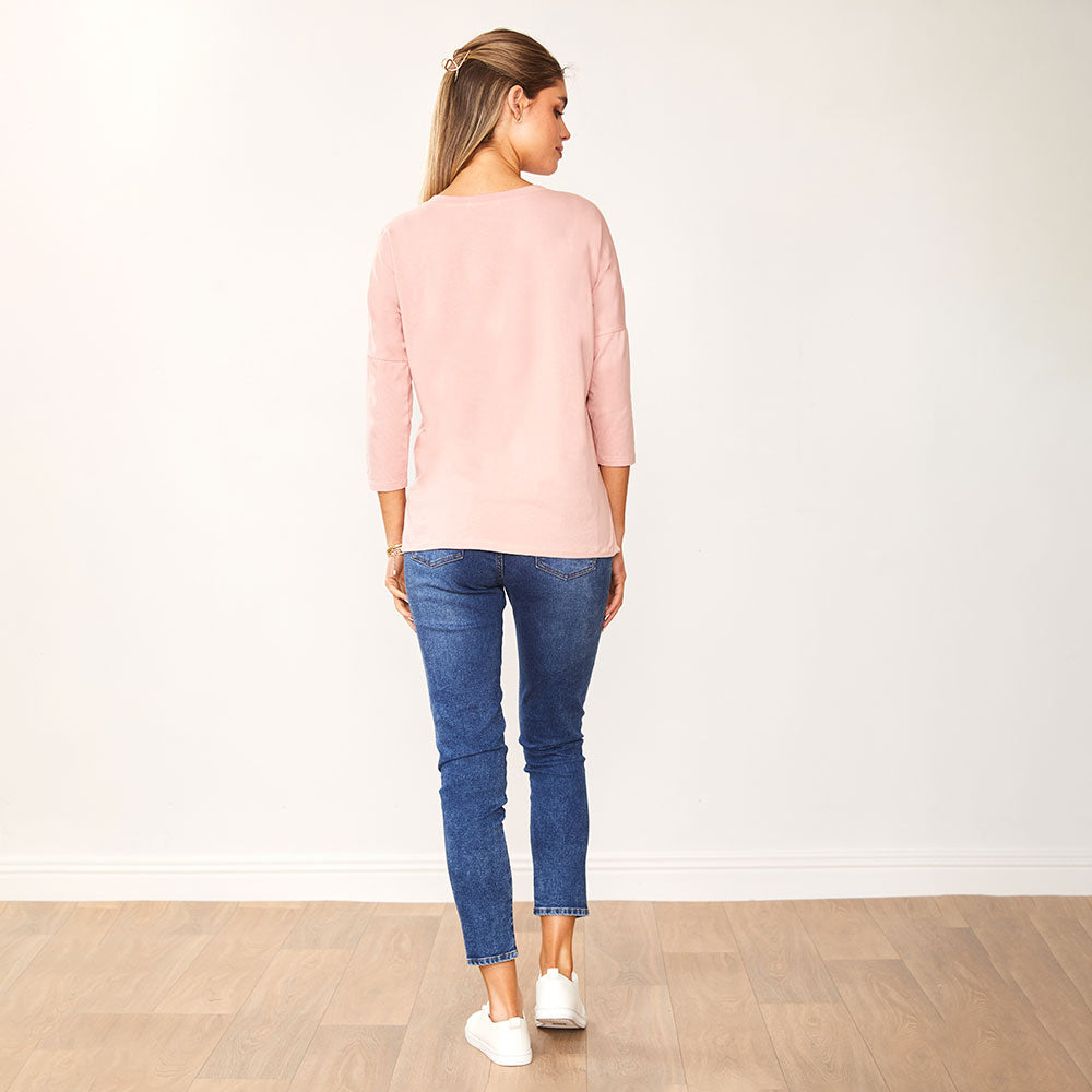 Jasmine Crew Neck Top (Light Pink)