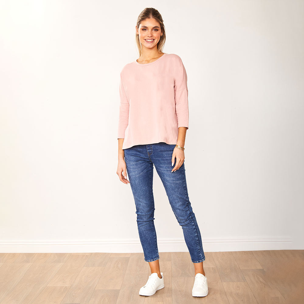 Jasmine Crew Neck Top (Light Pink)