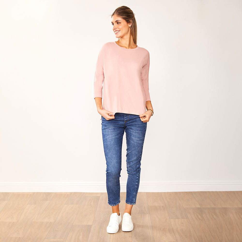 Jasmine Crew Neck Top (Light Pink)