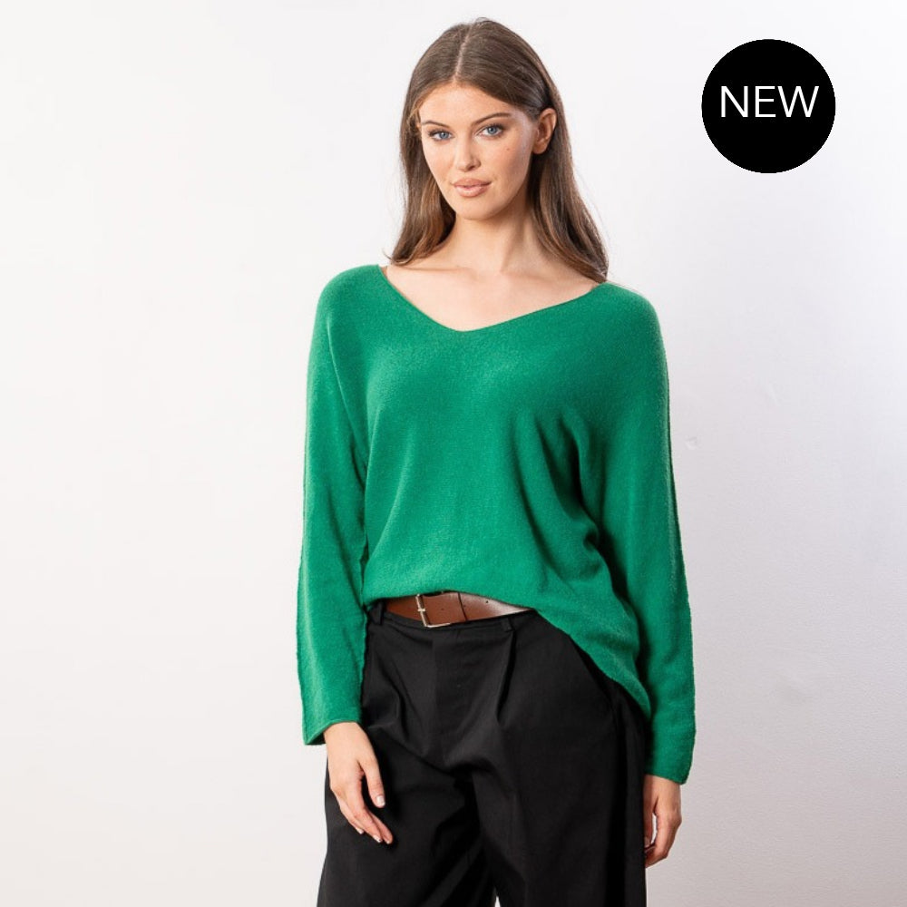 Kylie V Neck Jumper (Green)