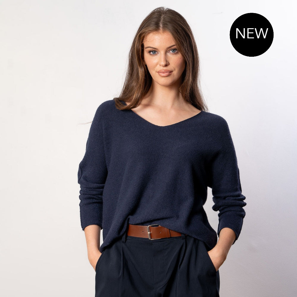 Kylie V Neck Jumper (Navy)