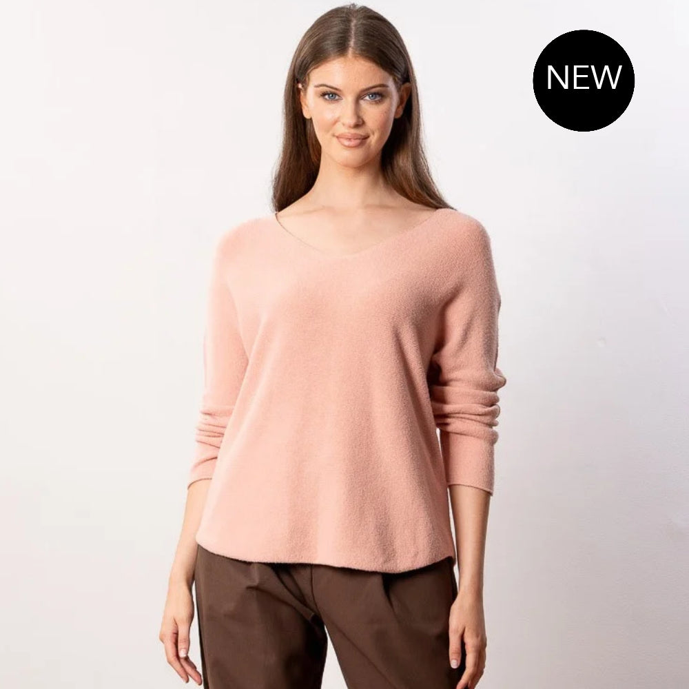 Kylie V Neck Jumper (Peach)