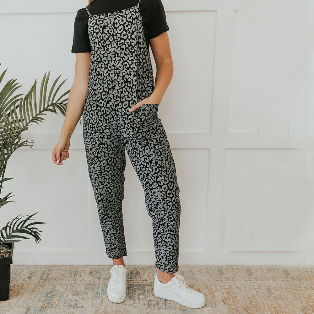 Lena Jumpsuit (Black leopard)