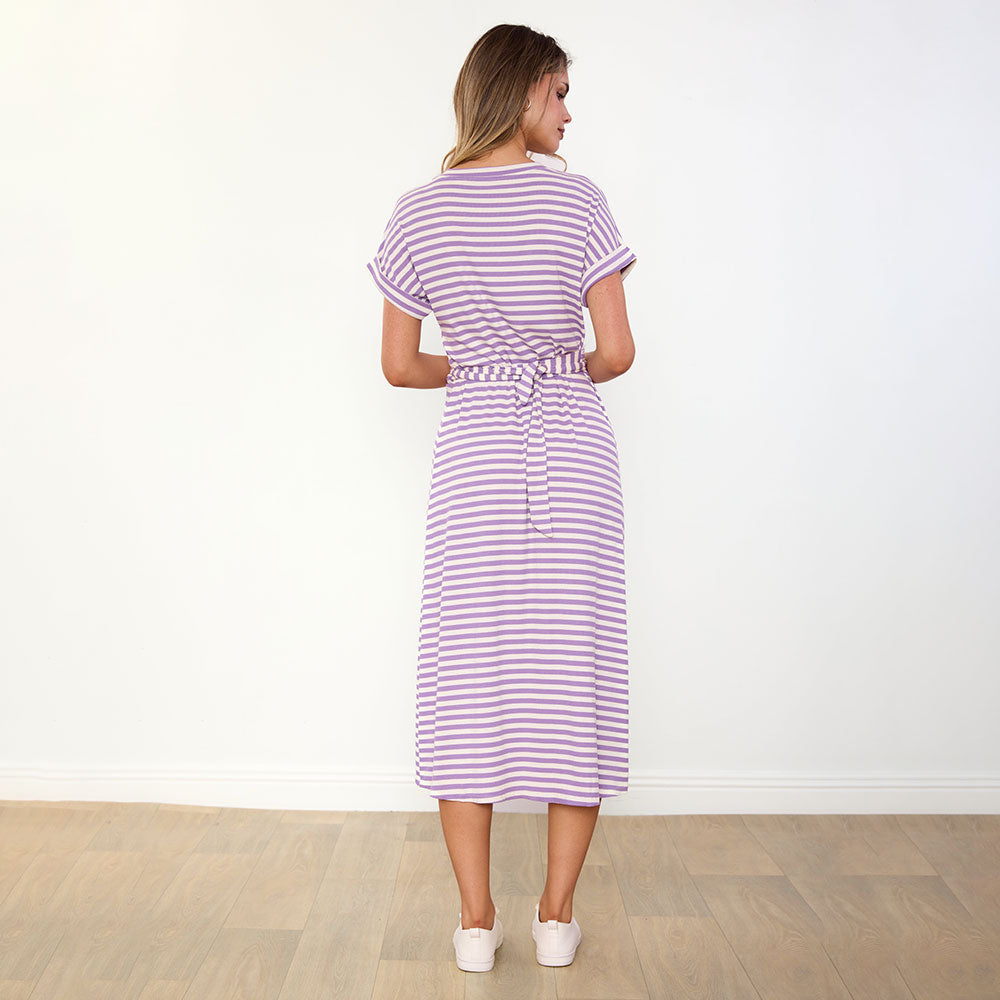 Lenny Dress (Purple Stripe)