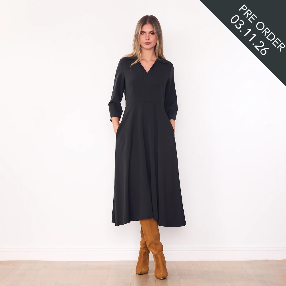 Linda Collar Dress (Black)