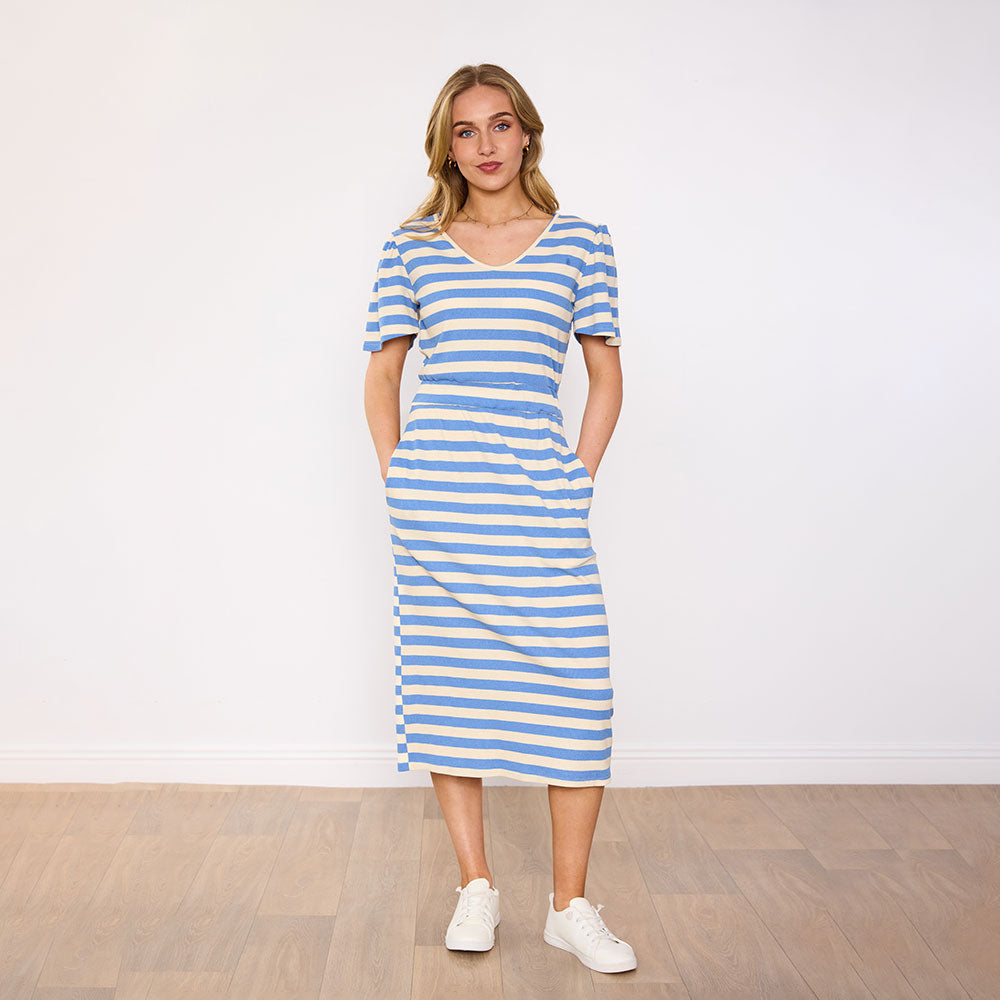 Lois Dress (Blue Stripe)