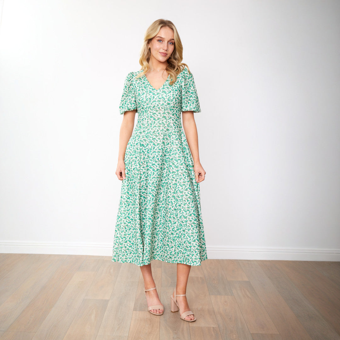 Lucy Dress (Green Floral)