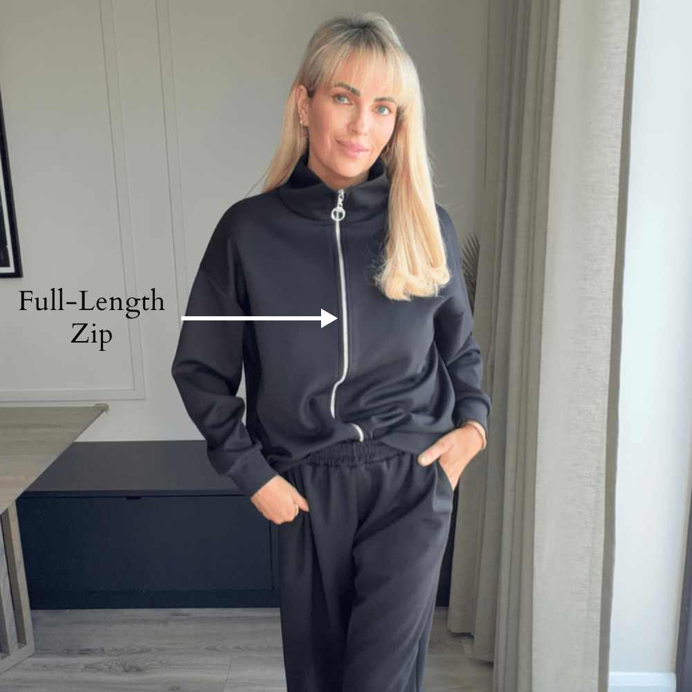 Mara Co-ord (Black) - Full-Length Zip