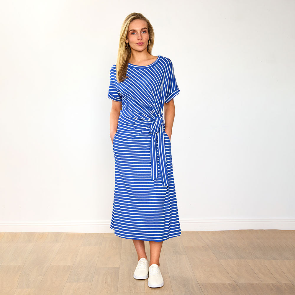 Muriel Dress (Cobalt Stripe)