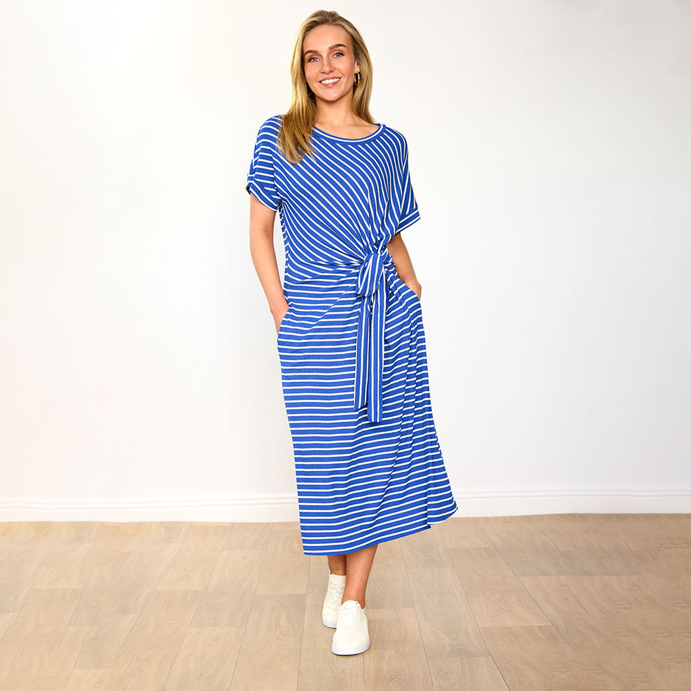 Muriel Dress (Cobalt Stripe)