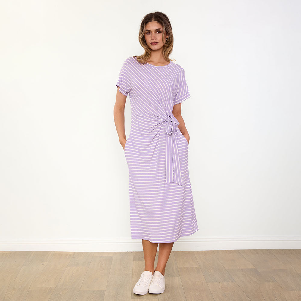 Muriel Dress (Lilac Stripe)
