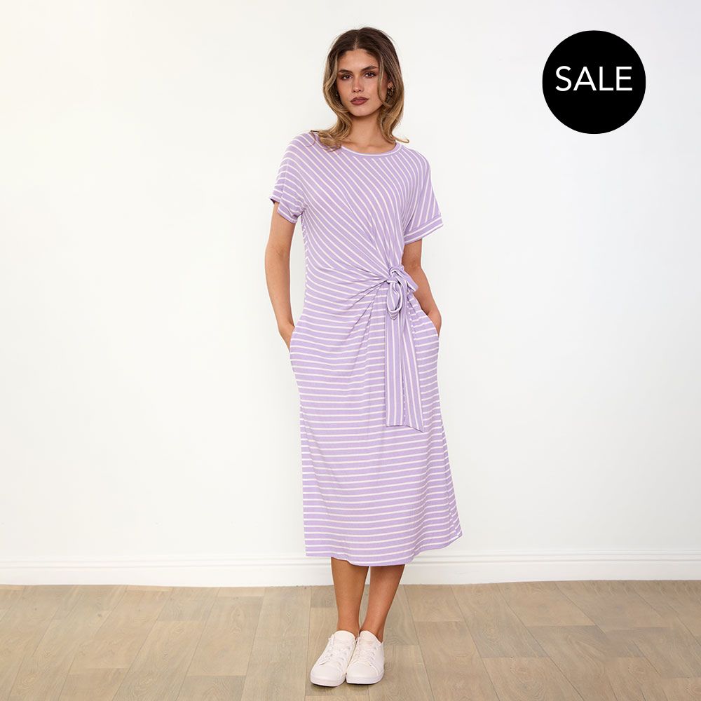 Muriel Dress (Lilac Stripe)