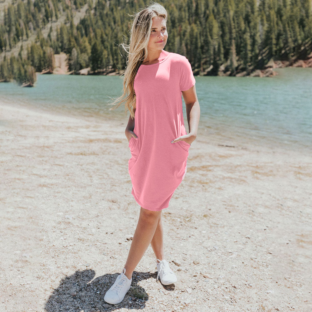 Kinsley T-Shirt Dress (Pink)