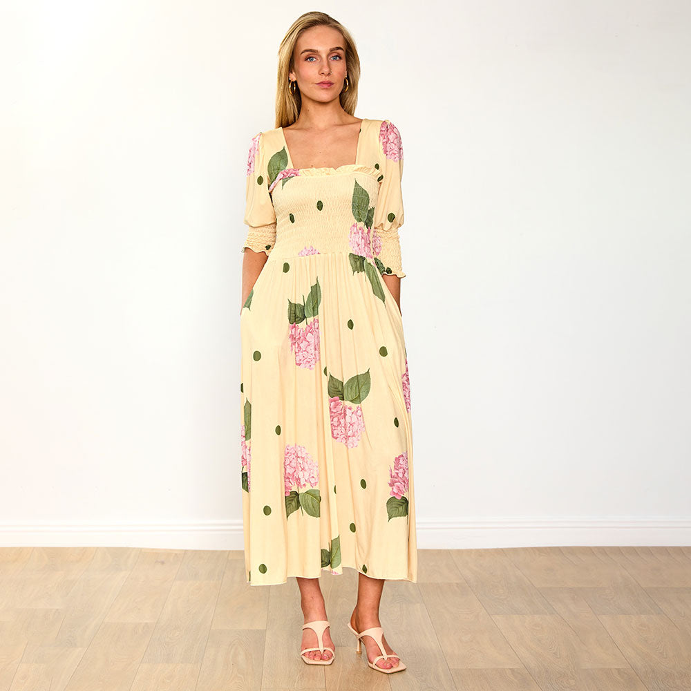 Pixie Dress (Lemon Polka Dot)