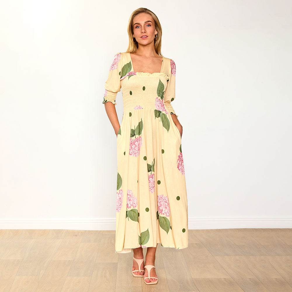 Pixie Dress (Lemon Polka Dot)