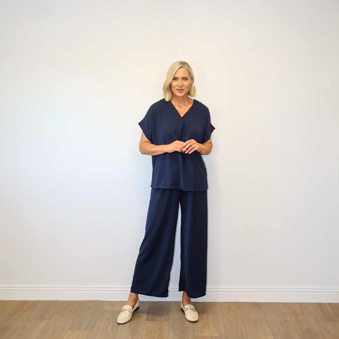 Quinn V-Neck Co-ord (Navy)
