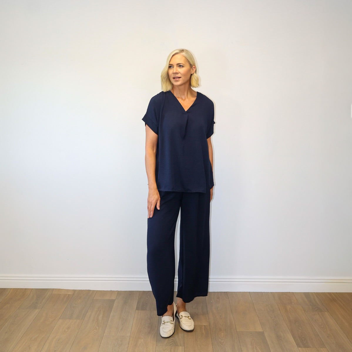 Quinn V-Neck Co-ord (Navy)