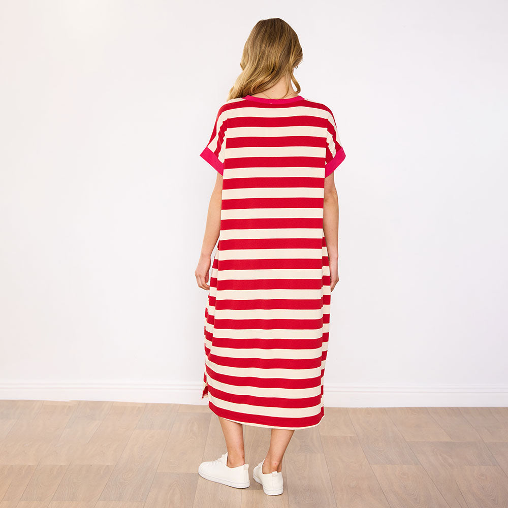 Rachel Dress (Red Stripe/Pink)