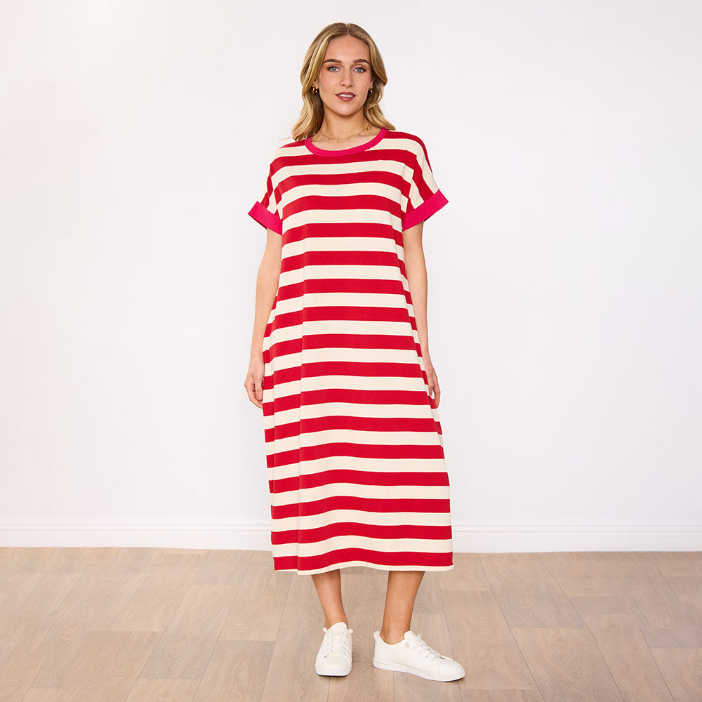 Rachel Dress (Red Stripe/Pink)