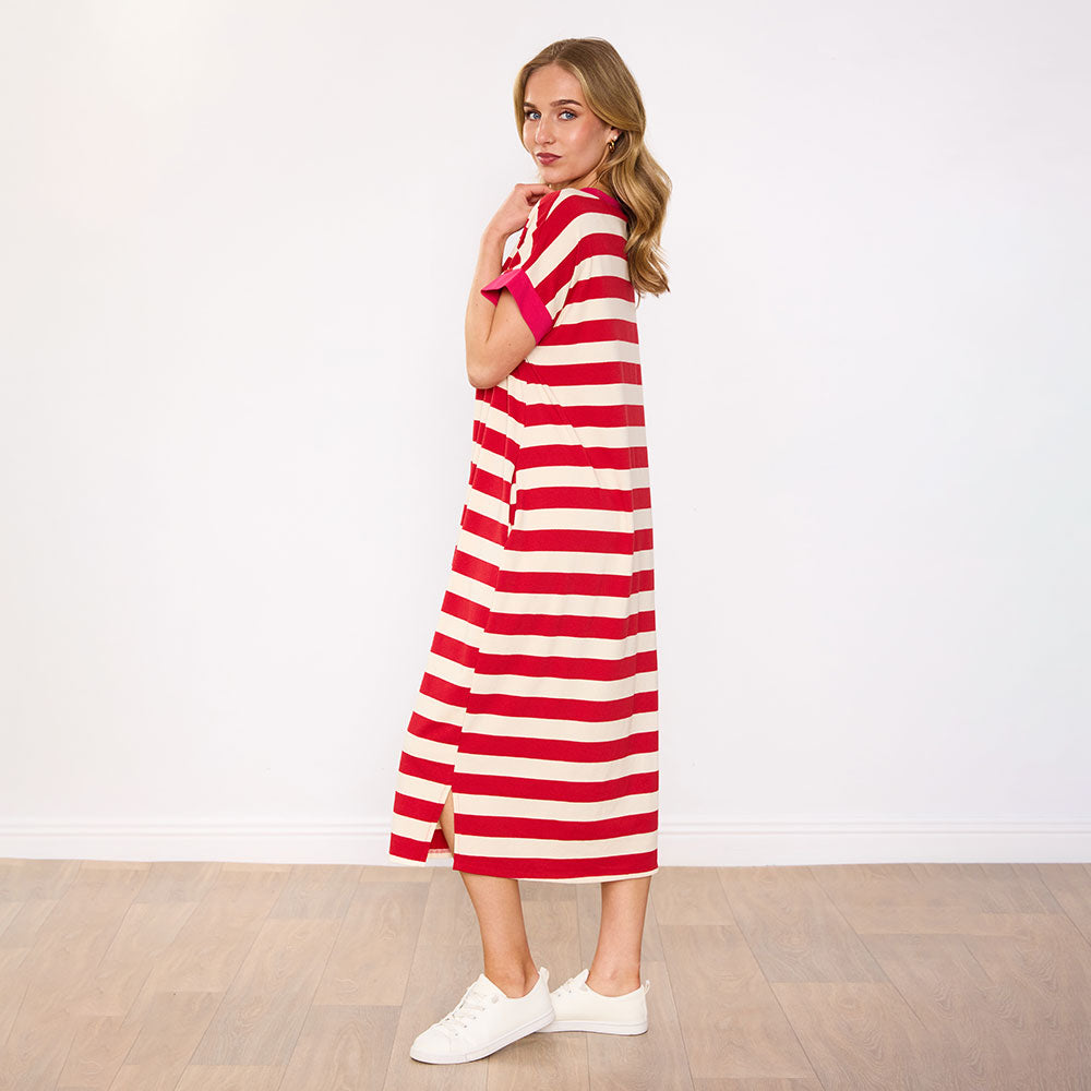 Rachel Dress (Red Stripe/Pink)