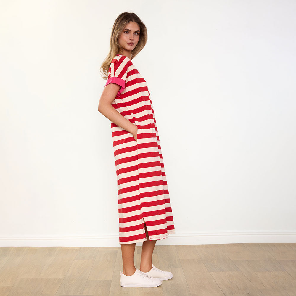 Rachel Dress (Red Stripe/Pink)
