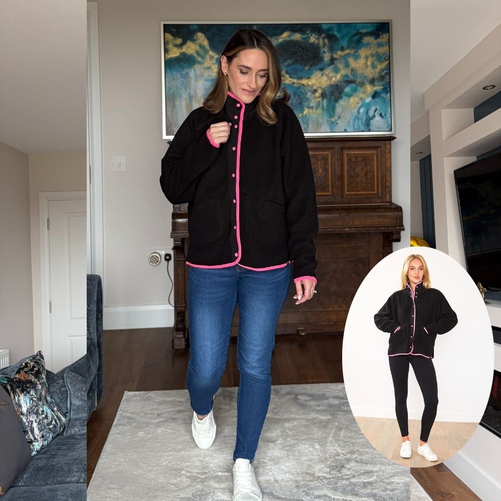 Molly Fleece Jacket (Black/Neon Pink Trim)
