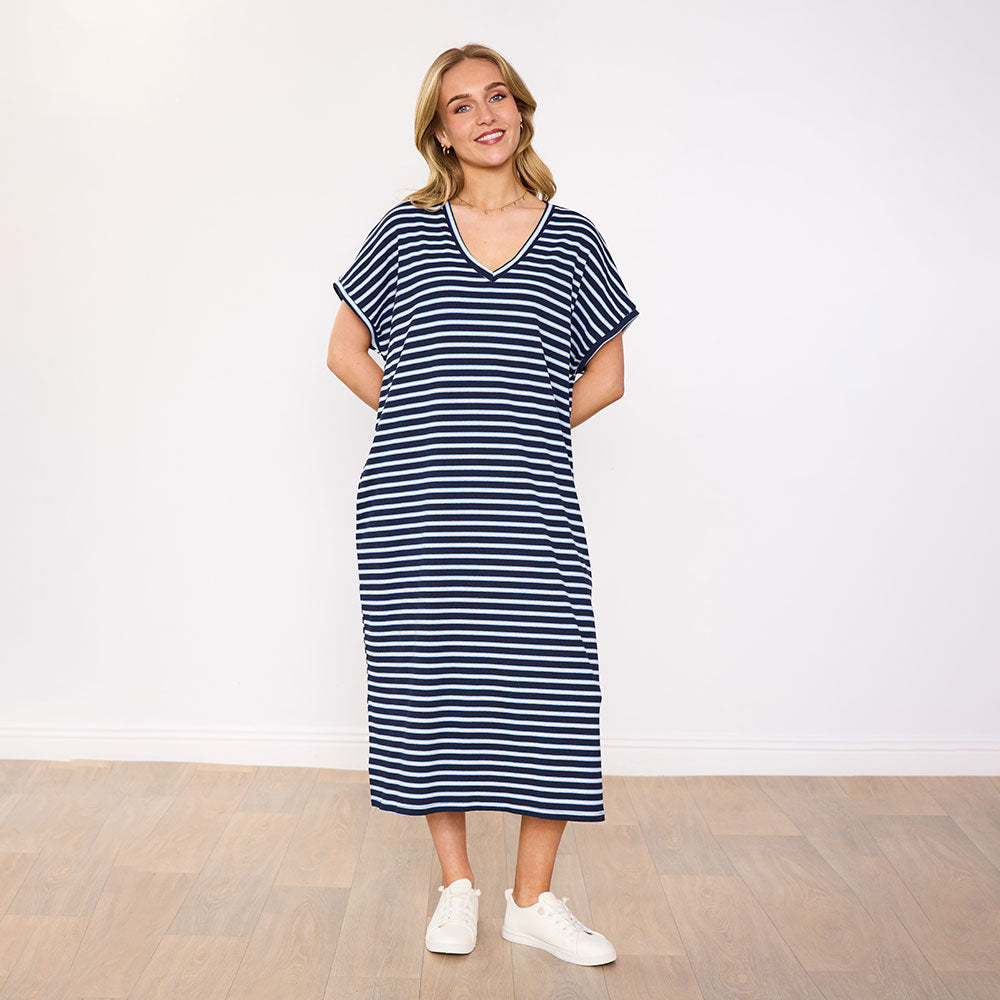 Rory Dress (Navy Stripe)