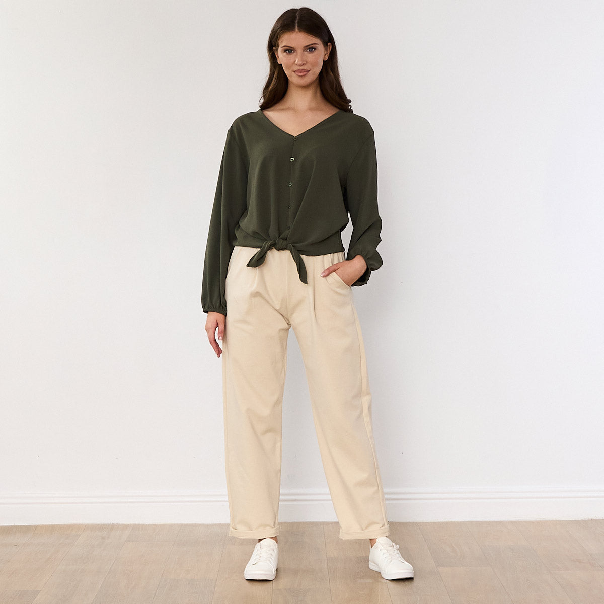 Sandra Tie Top (Khaki)
