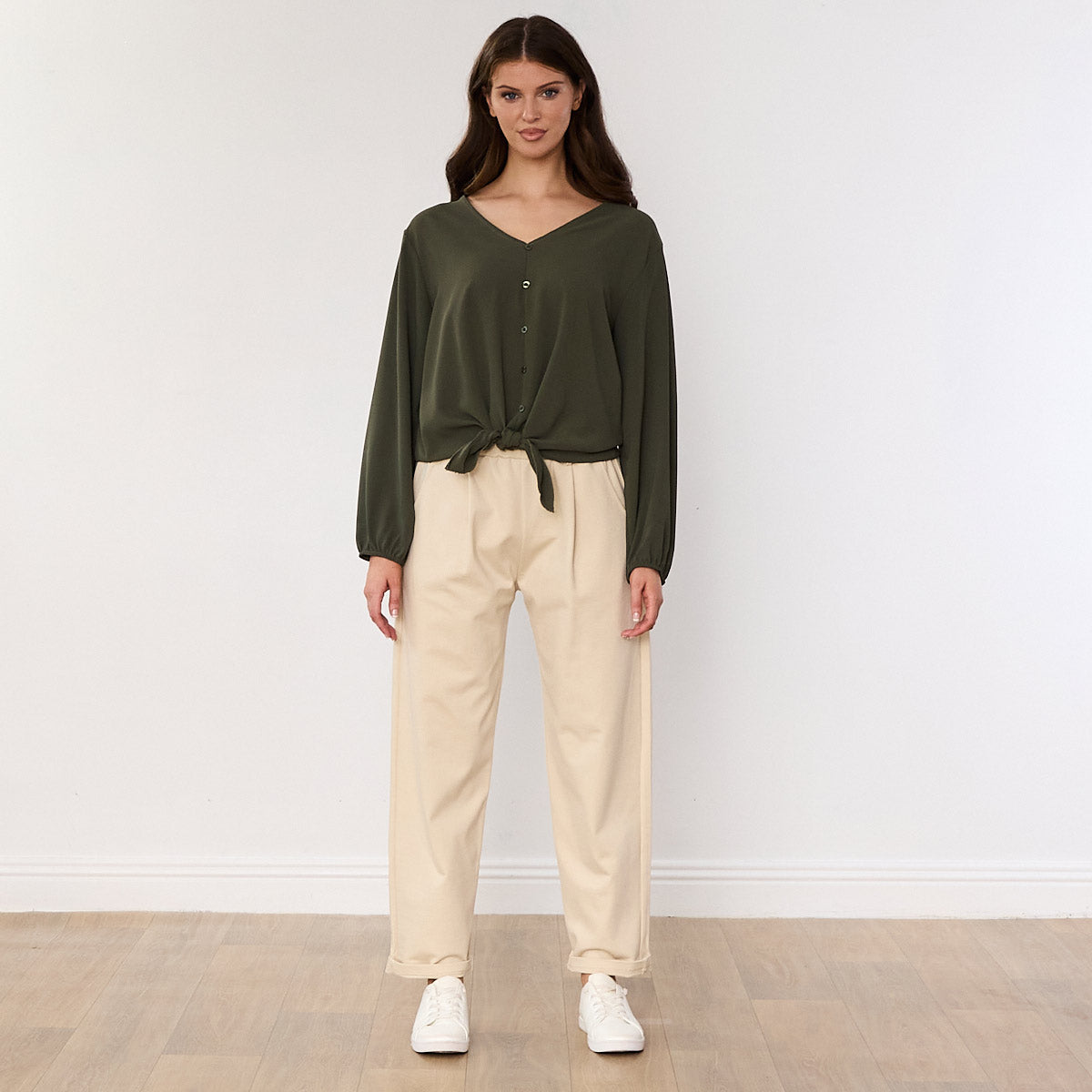 Sandra Tie Top (Khaki)