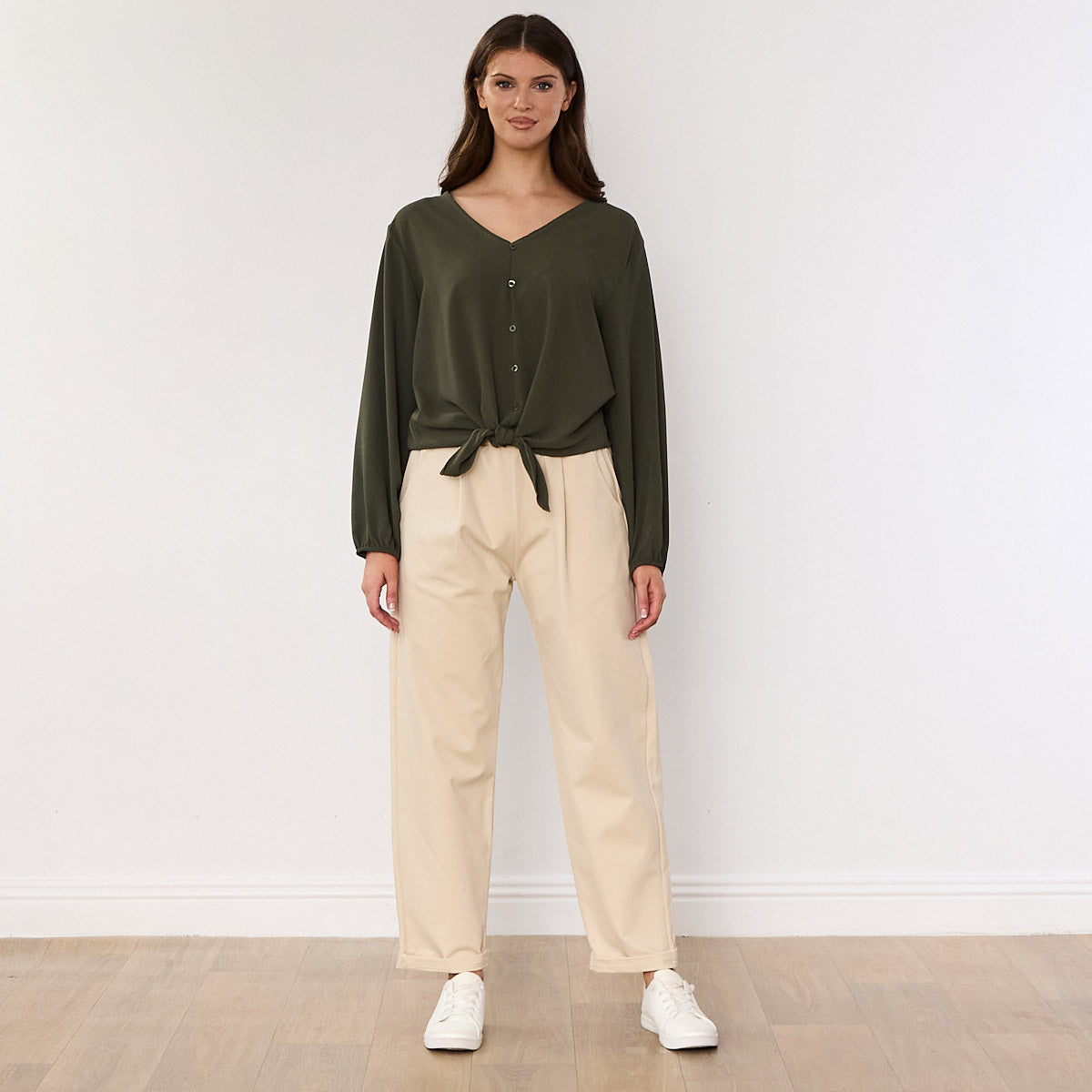 Sandra Tie Top (Khaki)