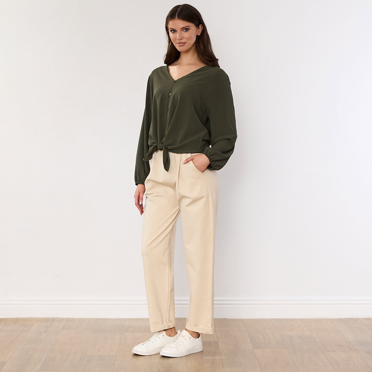 Sandra Tie Top (Khaki)