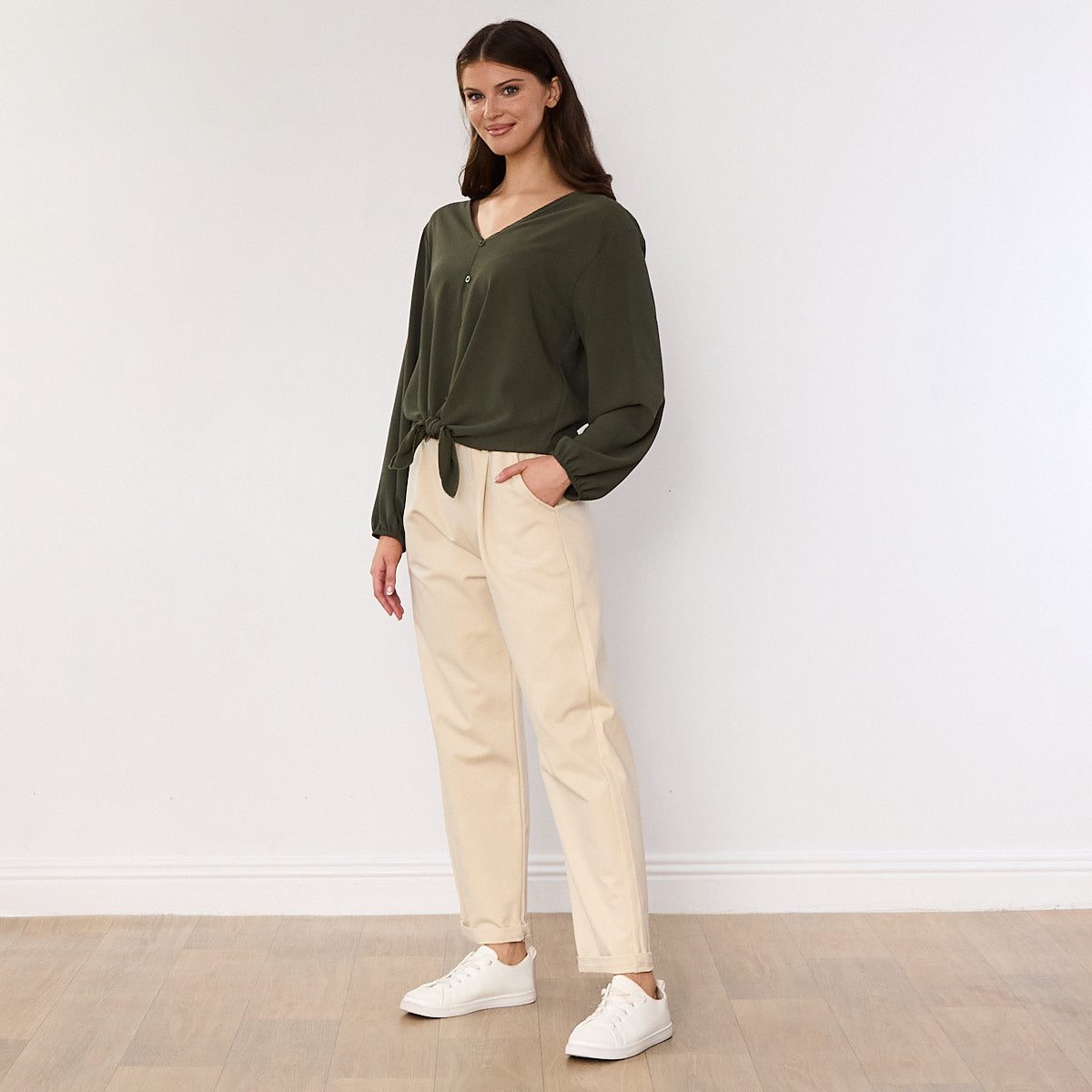 Sandra Tie Top (Khaki)