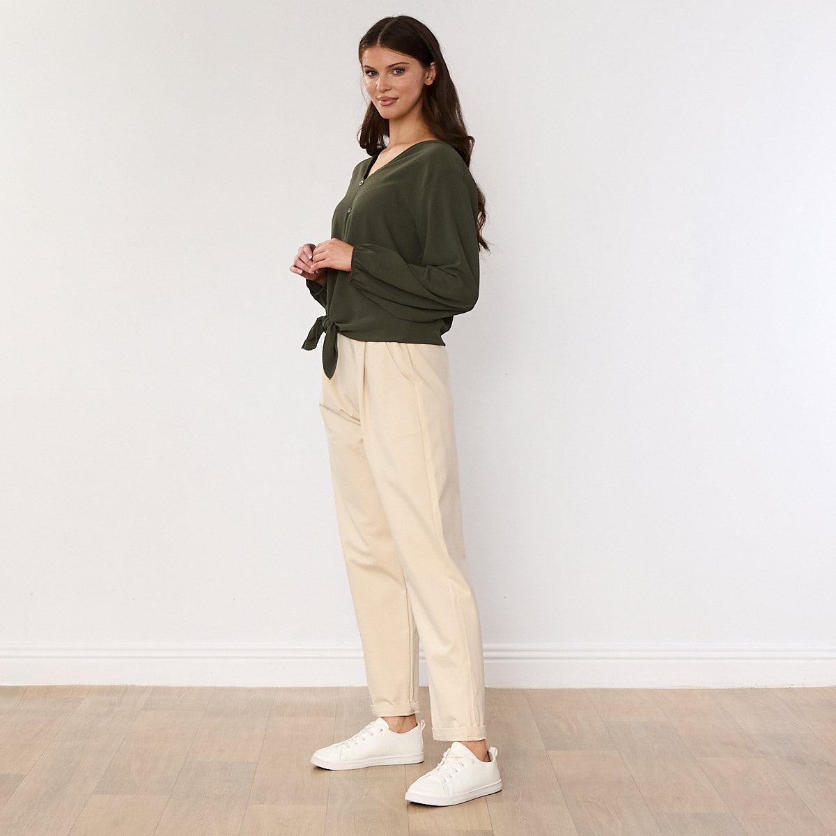 Sandra Tie Top (Khaki)