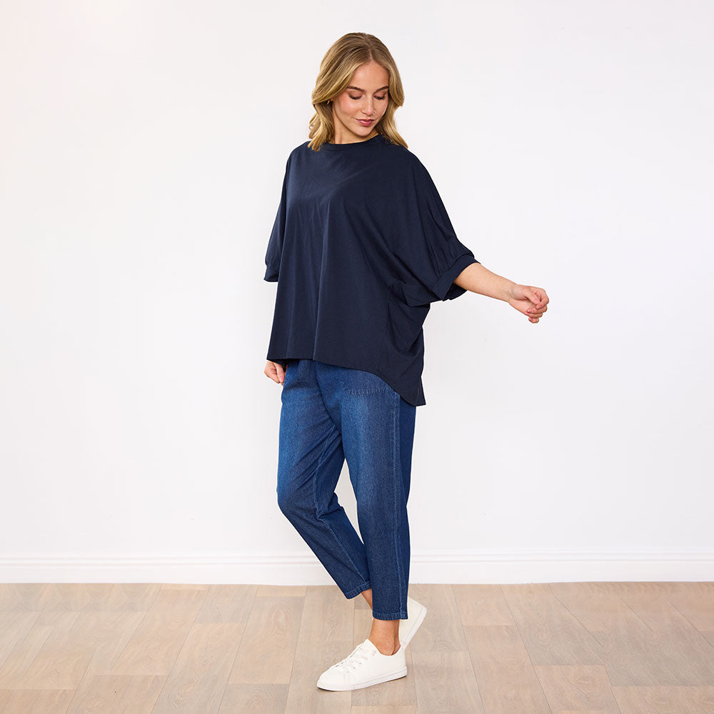Sienna Oversized Top (Navy)