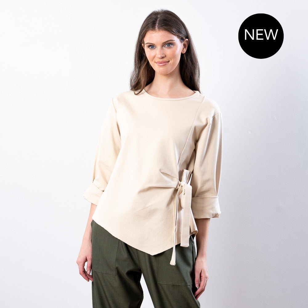 Stella Tie Belt Top (Beige)