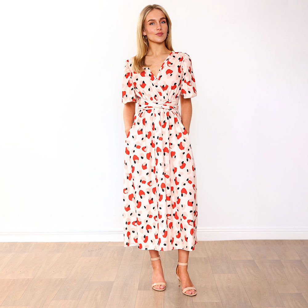 Teagan Dress (Peach Abstract)