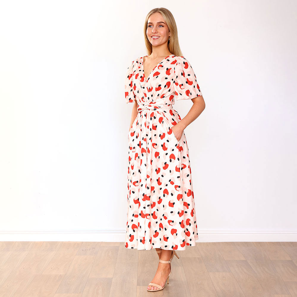 Teagan Dress (Peach Abstract)