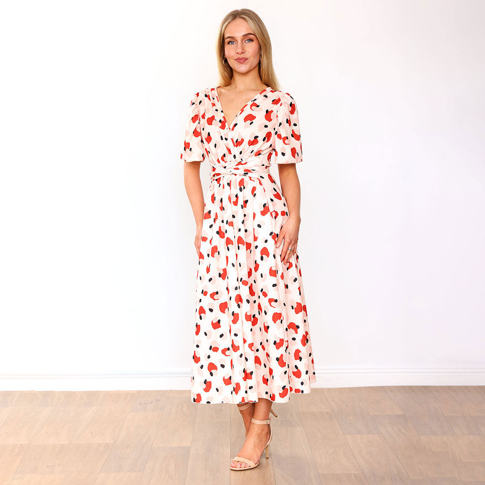 Teagan Dress (Peach Abstract)